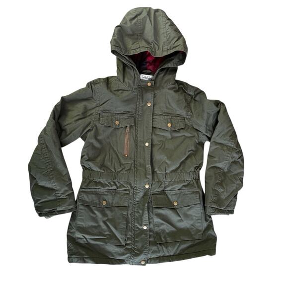 CoffeeShop Other - Coffe Shop Kids Olive Green Twill Hooded
Utility Jacket Size L (14)